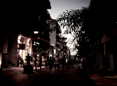 Greece dark street.