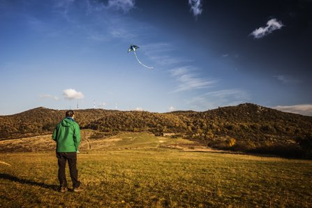 Man playing with kite