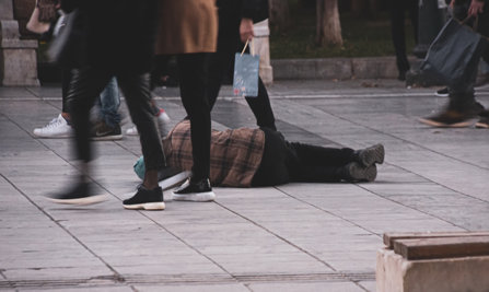 Homeless on a street. Athens, Greece