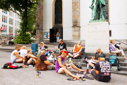 German homeless people and punks