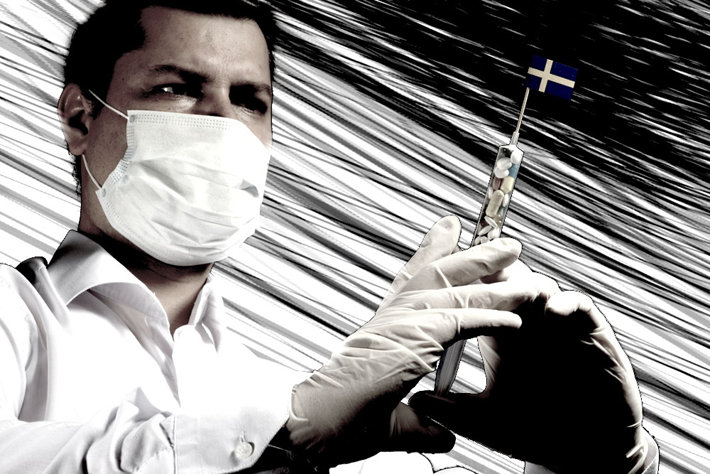 Medical doctor with Swedish syringe 